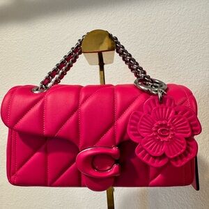 Vibrant Pink Quilted Shoulder Bag with Chain Strap